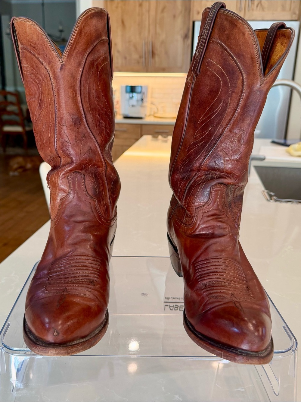 Lucchese Brown Leather Western Cowboy Boots